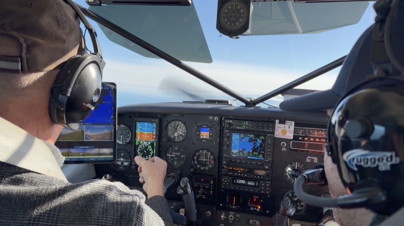 In the cockpit over Alaska