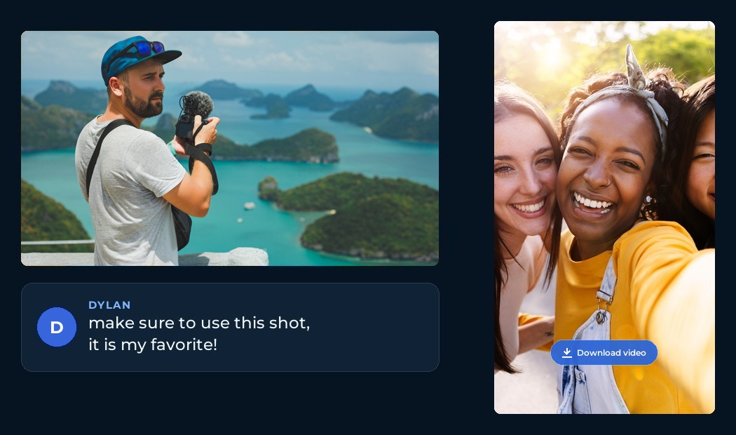 What gets delivered: the finished vlog with a client note on a shot, alongside a vertical Short cut from the same footage
